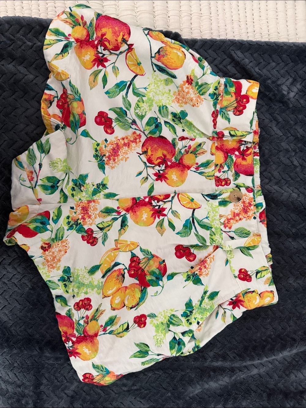 Lauren Conrad Women’s White Floral Fruit Print Shorts